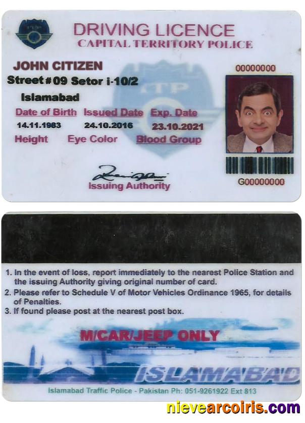 PAKISTAN (ISLAMABAD) driving license version 2